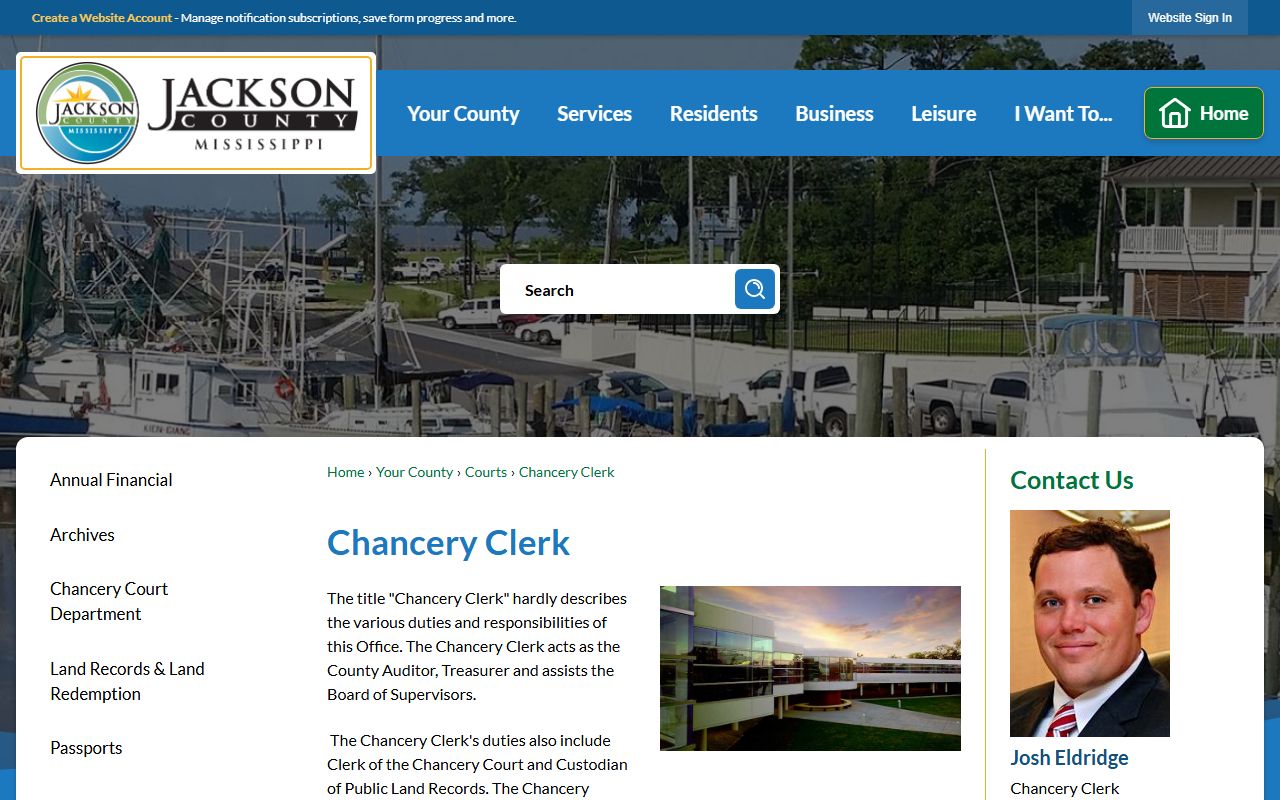 Jackson County Chancery Clerk court records page