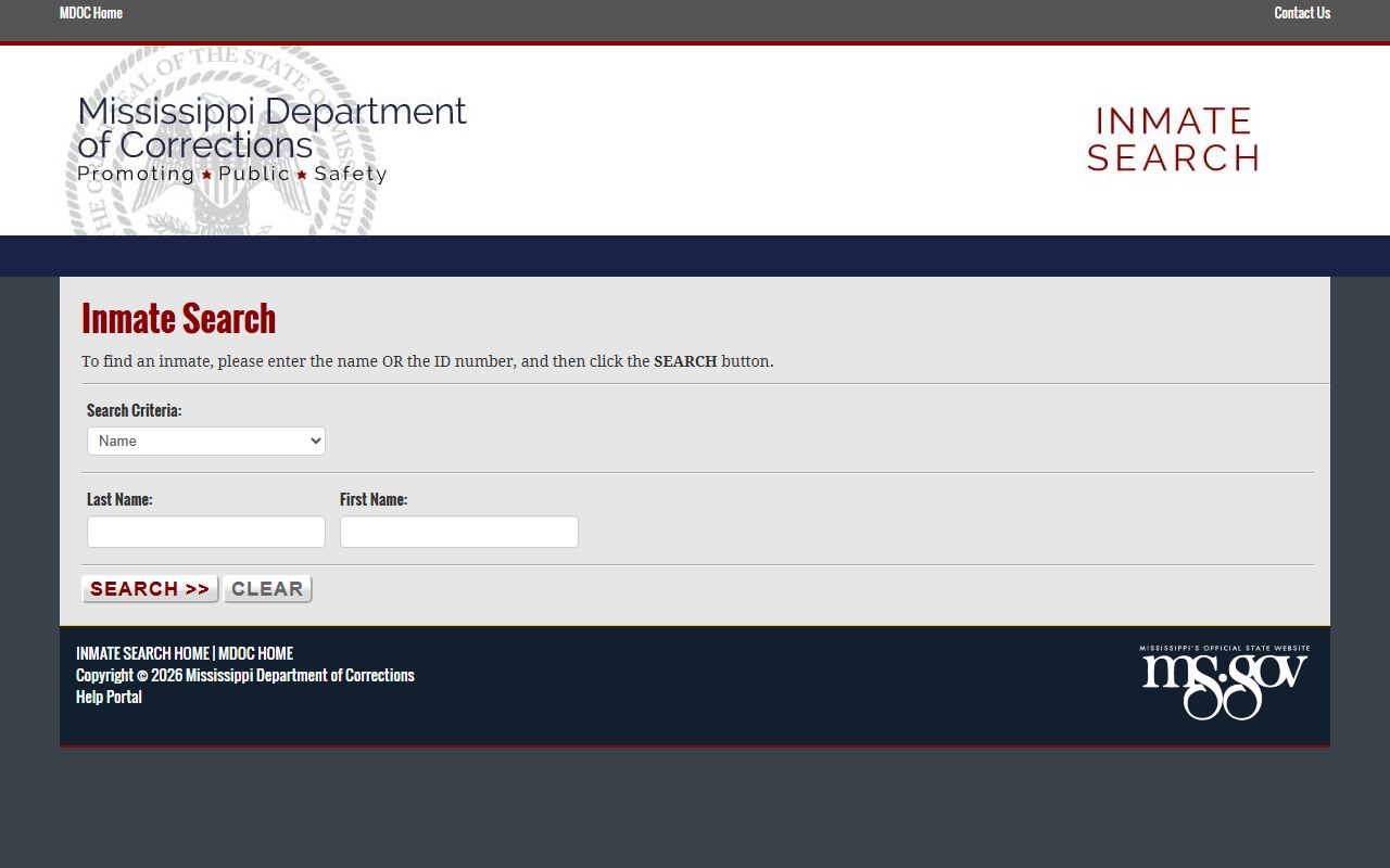 Jackson County arrest records ms.gov MDOC inmate search