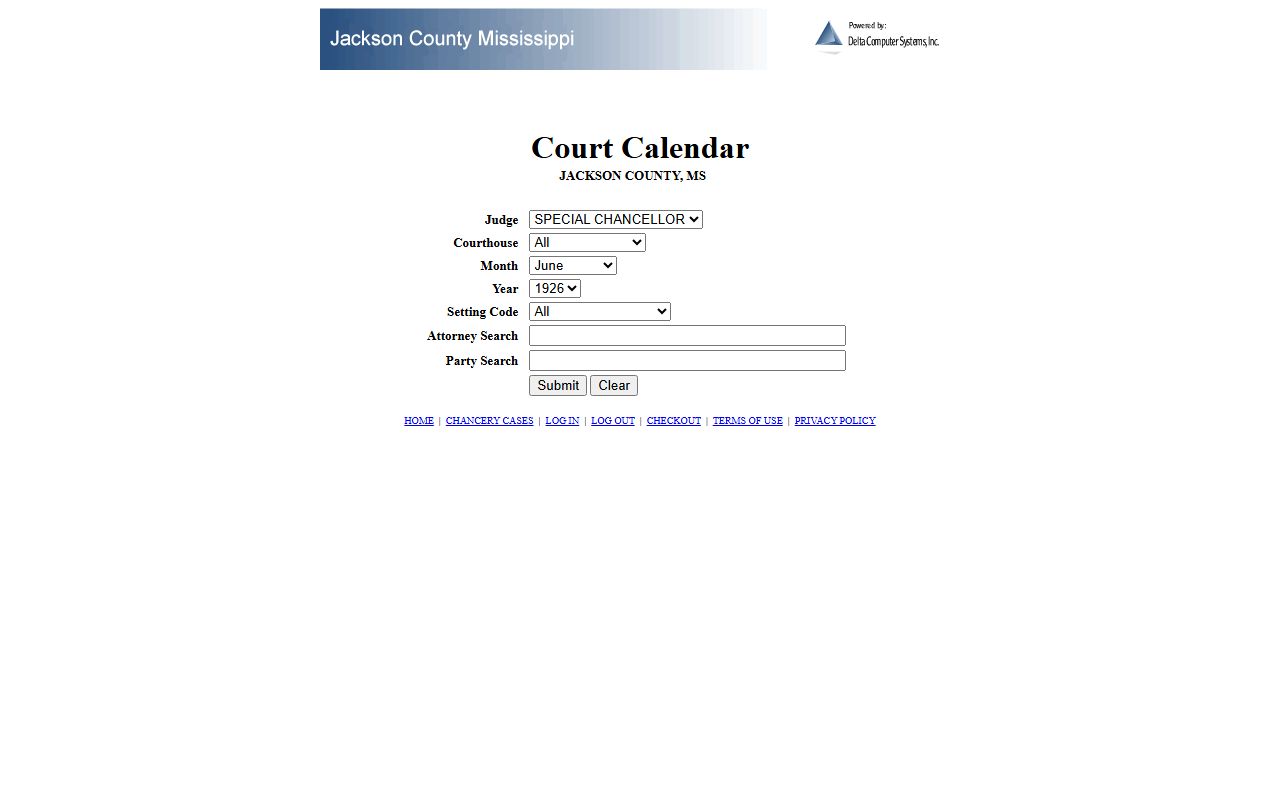 Jackson County court dockets Chancery calendar search