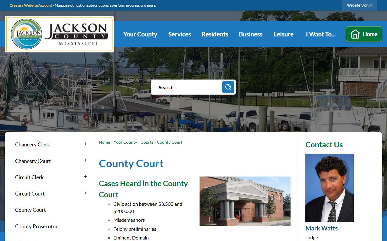 Jackson County court records from the County Court page