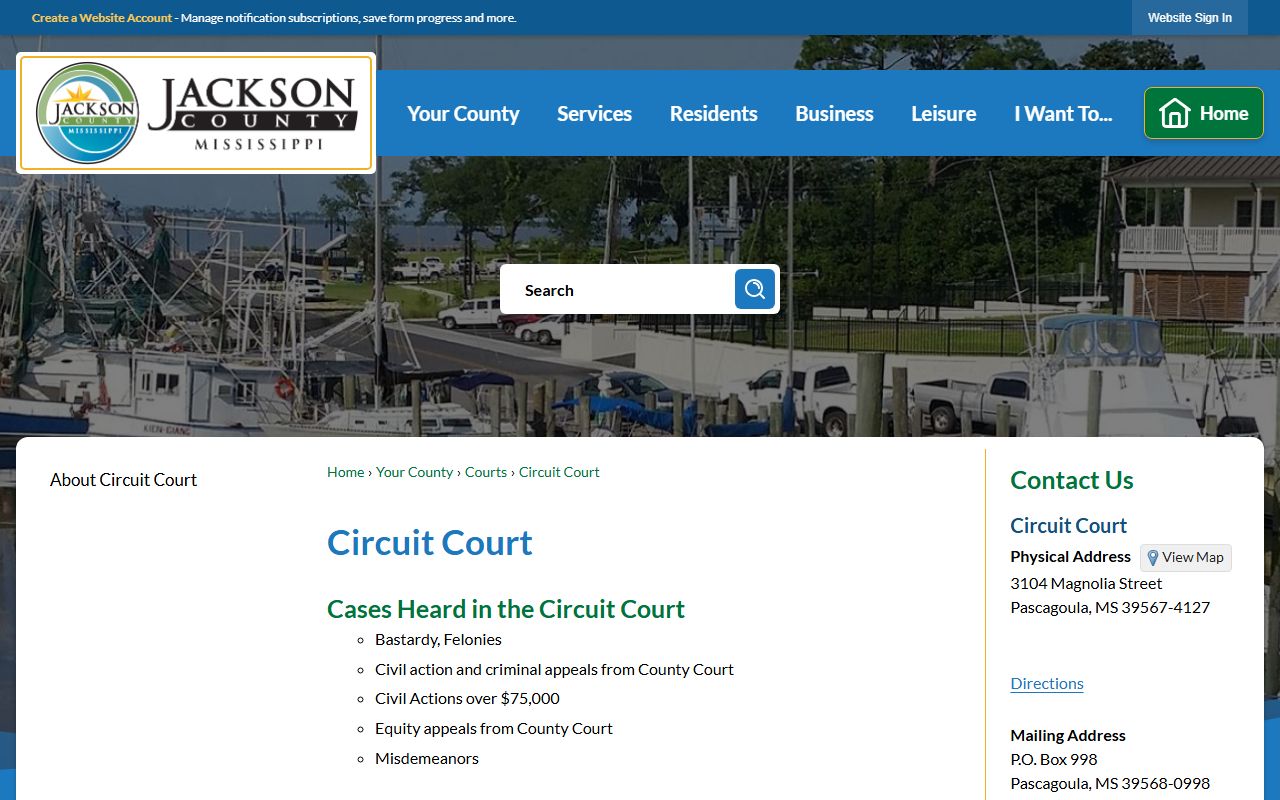 Jackson County court records from the Circuit Court page