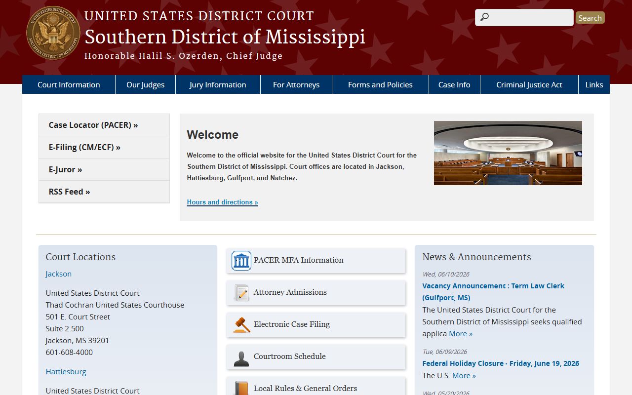 Jackson County Circuit Court federal records Southern District of Mississippi
