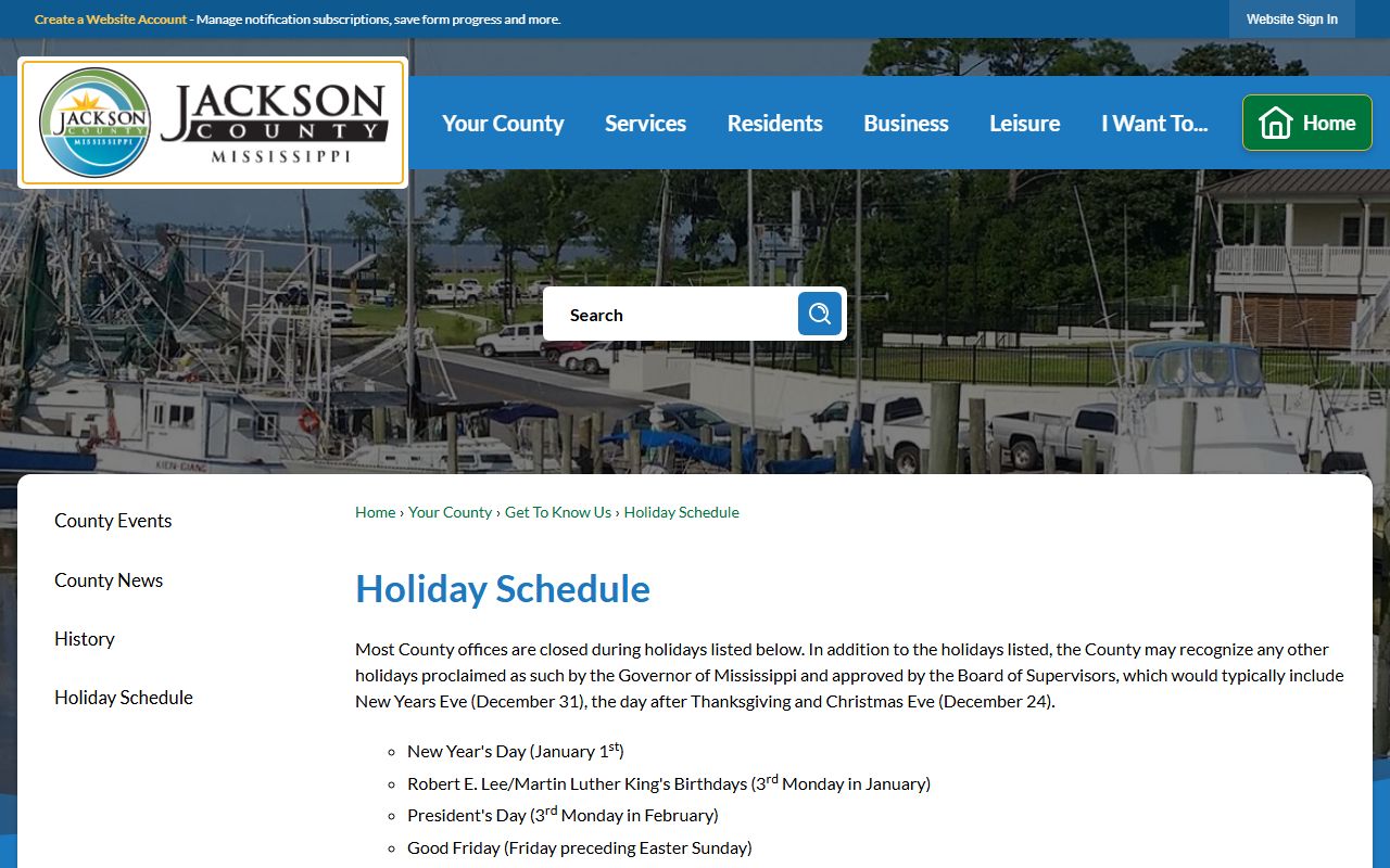 Jackson County holiday schedule affecting court records access