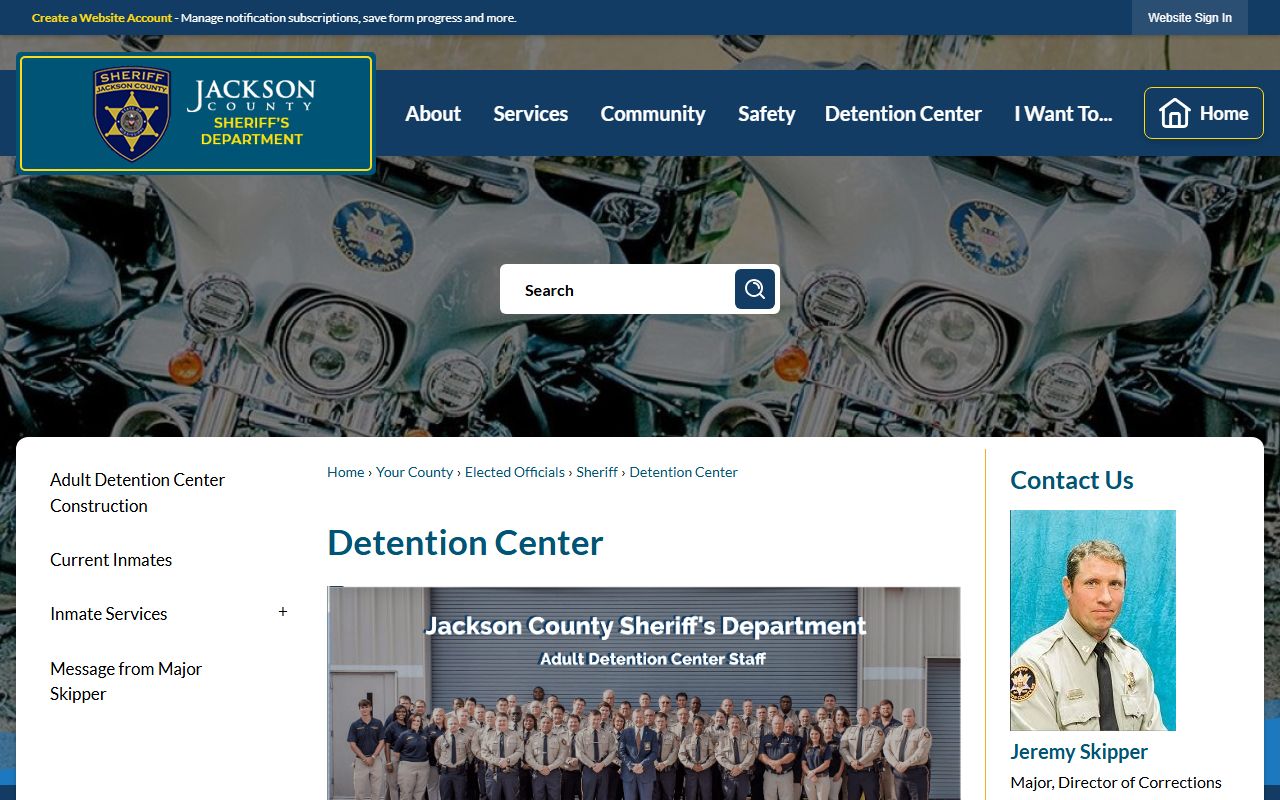 Jackson County inmate detention center page