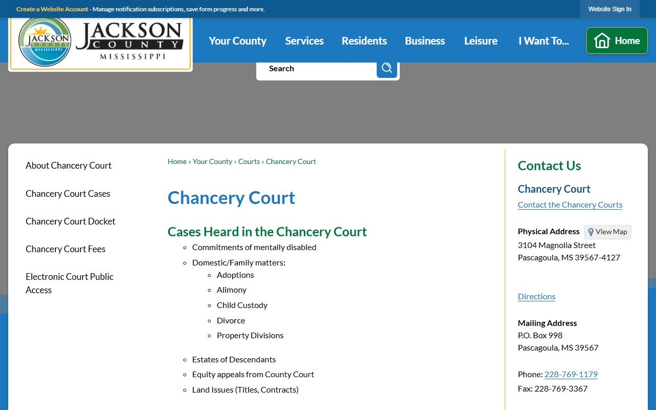 Jackson County Chancery Court divorce records overview