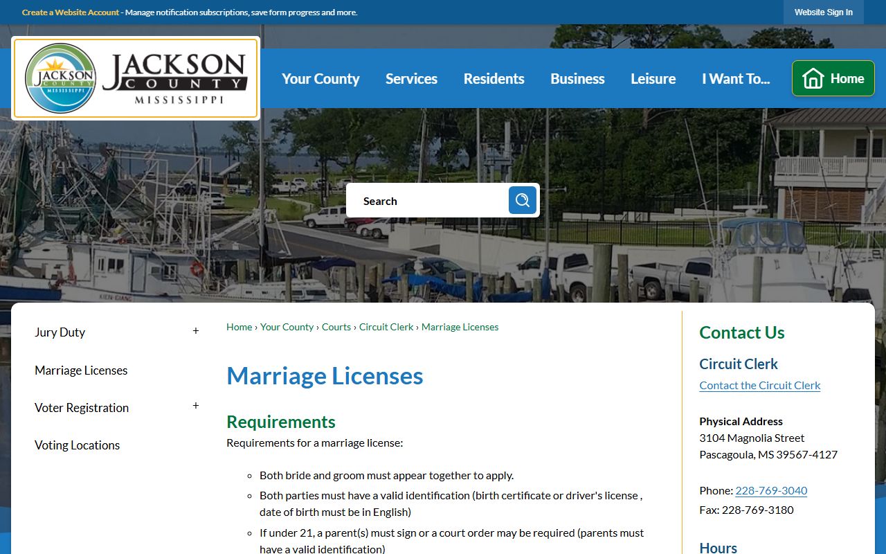Jackson County marriage license records information