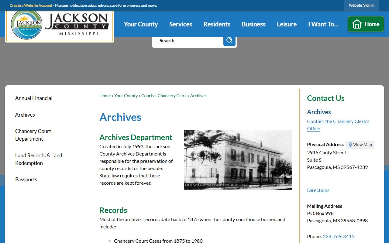 Jackson County probate records at the county Archives Department