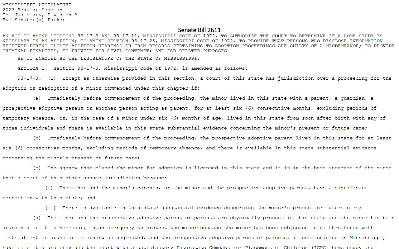 Jackson County probate records and Mississippi adoption confidentiality law