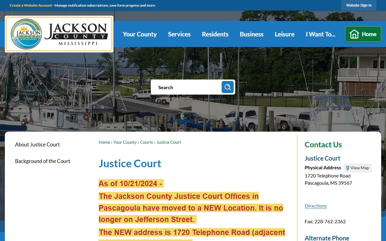 Jackson County warrant information at the Justice Court